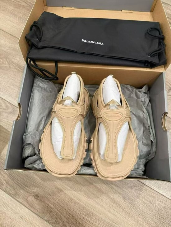 Balenciaga Shoes - NIB Authentic Balenciaga Track Metallic Nude Thong Sandals